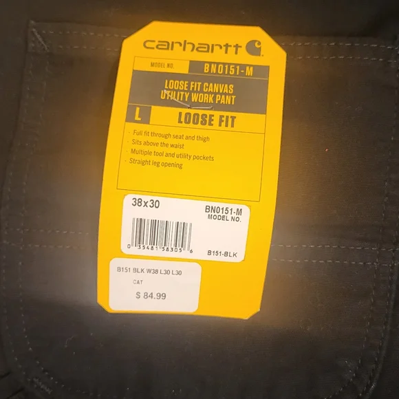 Carhartt Loose Fit (Unlined) Utility Pants Black Size 38" Waist 30" Inseam - Picture 6 of 11